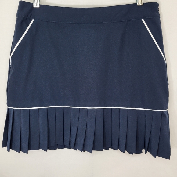 Lady Hagen SKORT Womens Size 6 Navy Blue Pockets Side Zip Pleats Skirt w Shorts - Picture 13 of 14